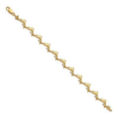 14K Yellow Gold Dolphin Bracelet – view 2