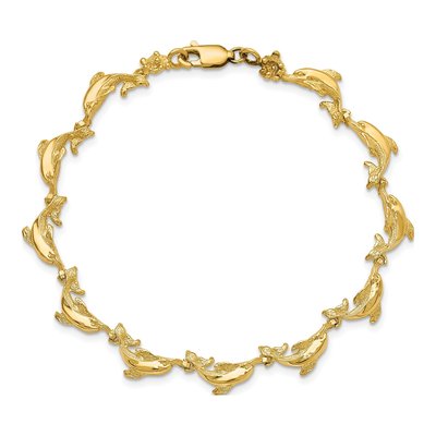 14K Yellow Gold Dolphin Bracelet – view 4