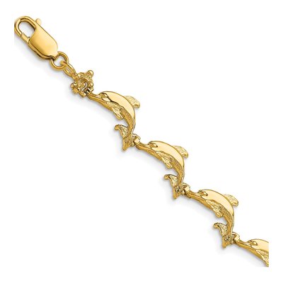 14K Yellow Gold Dolphin Bracelet