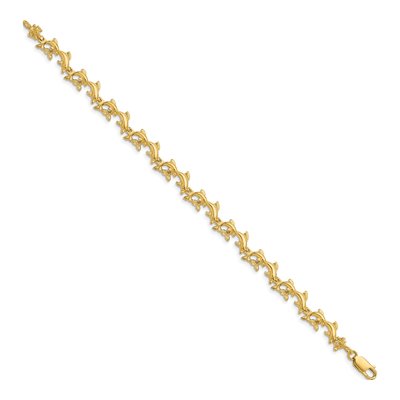 14K Yellow Gold Dolphins Bracelet – view 2