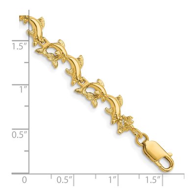 14K Yellow Gold Dolphins Bracelet – view 3