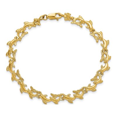 14K Yellow Gold Dolphins Bracelet – view 4