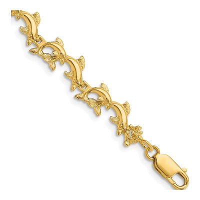 14K Yellow Gold Dolphins Bracelet