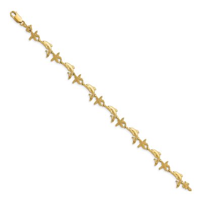 14K Yellow Gold Dolphin Starfish Bracelet – view 2