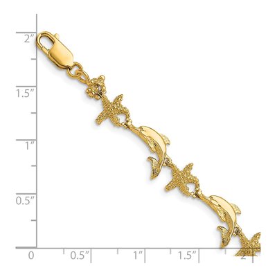 14K Yellow Gold Dolphin Starfish Bracelet – view 3
