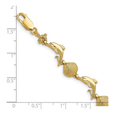 14K Yellow Gold Dolphin Shell Bracelet – view 3
