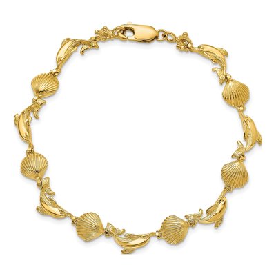 14K Yellow Gold Dolphin Shell Bracelet – view 4
