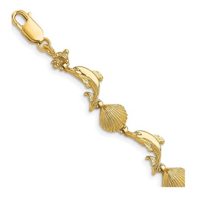 14K Yellow Gold Dolphin Shell Bracelet