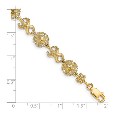 14K Yellow Gold Starfish Sand Dollar Bracelet – view 3