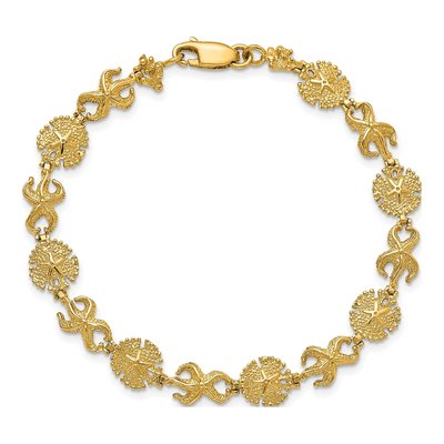 14K Yellow Gold Starfish Sand Dollar Bracelet – view 4