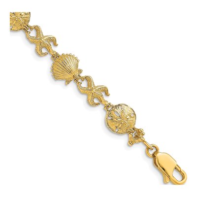 14K Yellow Gold Seashell Themed Bracelet