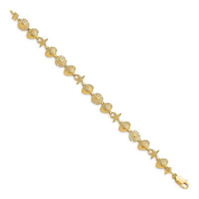 14K Yellow Gold Sand Dollar Shell Starfish Bracelet – view 2
