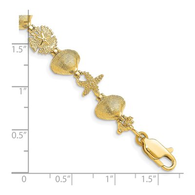 14K Yellow Gold Sand Dollar Shell Starfish Bracelet – view 3