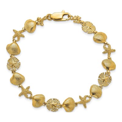 14K Yellow Gold Sand Dollar Shell Starfish Bracelet – view 4