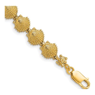 14K Yellow Gold Scallop Shell Bracelet