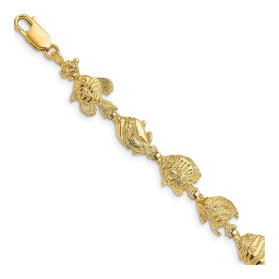 14K Yellow Gold Tropical Fish Bracelet