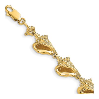 14K Yellow Gold 3-D Conch Shell Bracelet