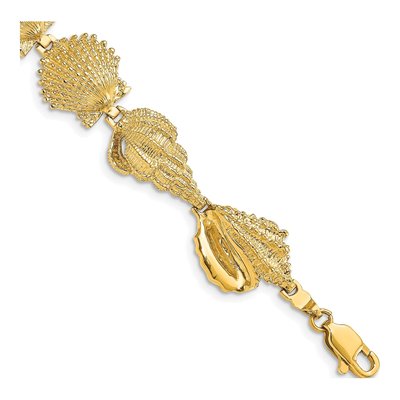 14K Yellow Gold Assorted Sea Shells Bracelet