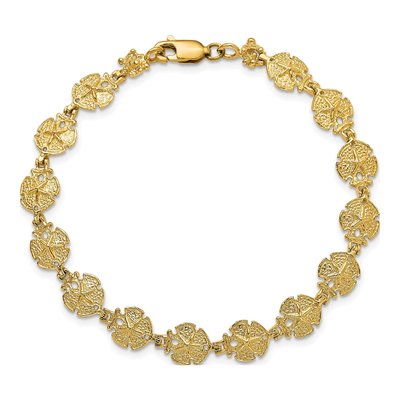 14K Yellow Gold Textured Sand Dollar 8-Inch Bracelet – view 3