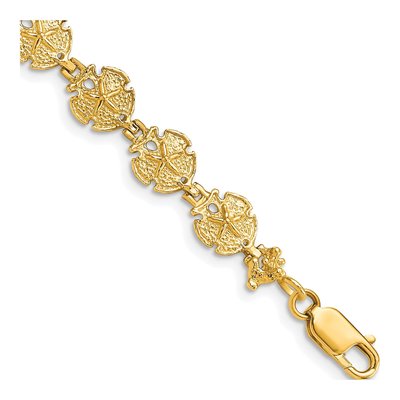 14K Yellow Gold Textured Sand Dollar 8-Inch Bracelet
