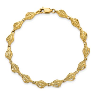 14K Yellow Gold Textured Conch Shell Bracelet – view 4