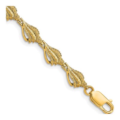 14K Yellow Gold Textured Conch Shell Bracelet
