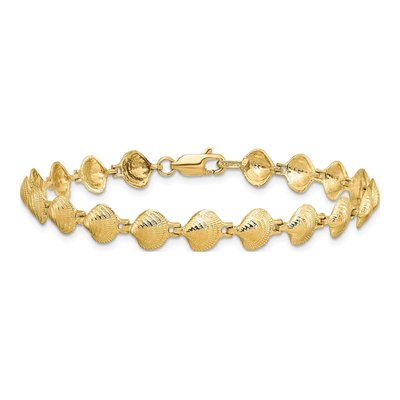 14K Yellow Gold Clam Shell Bracelet – view 4