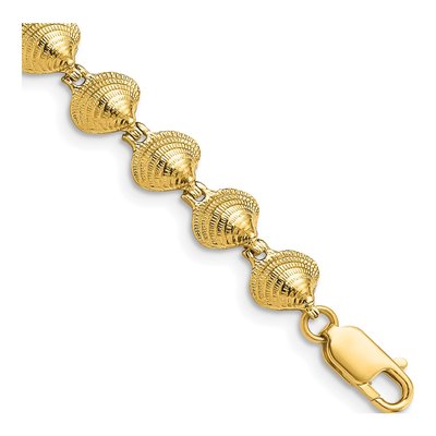14K Yellow Gold Clam Shell Bracelet