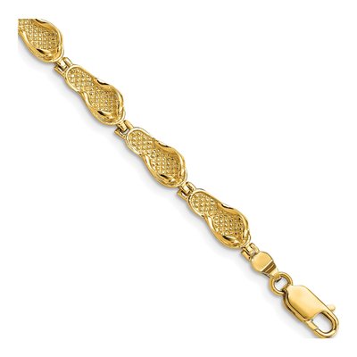 14K Yellow Gold Flip Flop 7-Inch Bracelet
