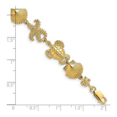 14K Yellow Gold Turtle Shell Starfish Bracelet – view 4