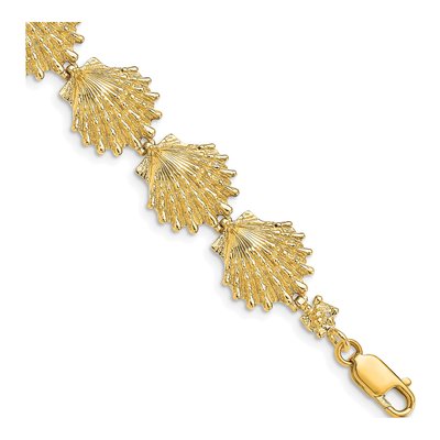 14K Yellow Gold Lion's Paw Shell Bracelet