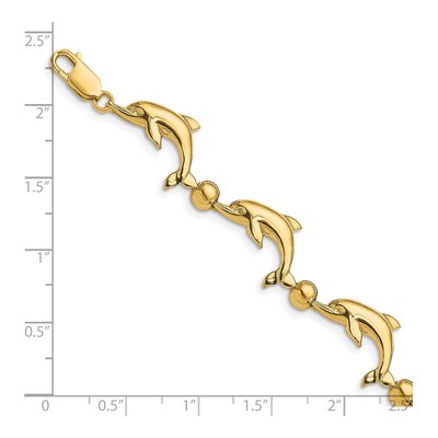 14K Yellow Gold Dolphin Bracelet – view 3
