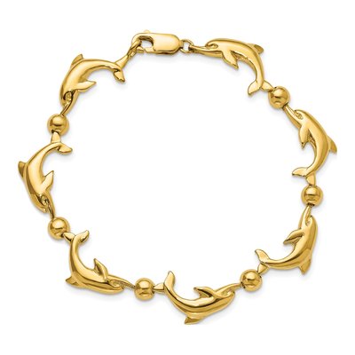 14K Yellow Gold Dolphin Bracelet – view 4