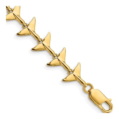 14K Yellow Gold Whale Tail Bracelet