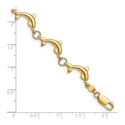 14K Yellow Gold Dolphin Link Bracelet – view 3