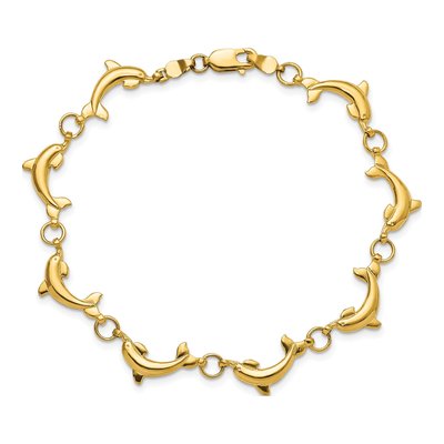 14K Yellow Gold Dolphin Link Bracelet – view 4