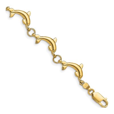 14K Yellow Gold Dolphin Link Bracelet
