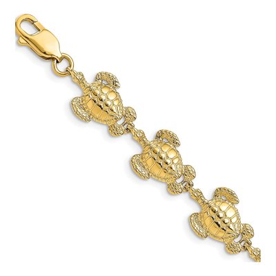 14K Yellow Gold Sea Turtle Bracelet