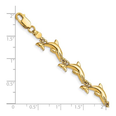 14K Yellow Gold Dolphin Bracelet – view 4