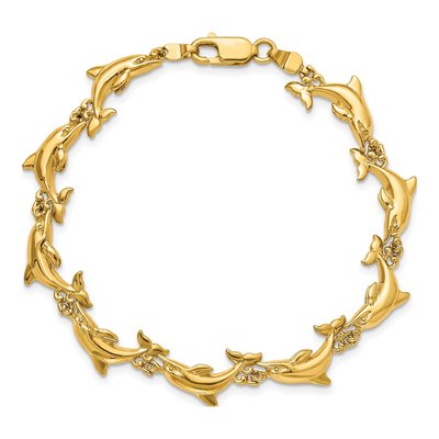14K Yellow Gold Dolphin Bracelet – view 5