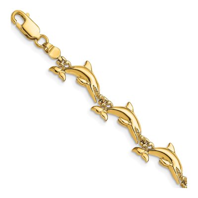 14K Yellow Gold Dolphin Bracelet