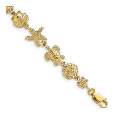14K Yellow Gold Sea Life Bracelet