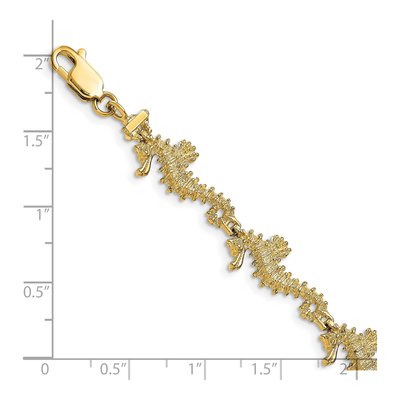 14K Yellow Gold 3-D Seahorse Bracelet – view 3