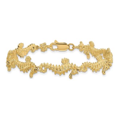 14K Yellow Gold 3-D Seahorse Bracelet – view 4