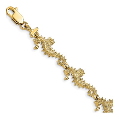 14K Yellow Gold 3-D Seahorse Bracelet