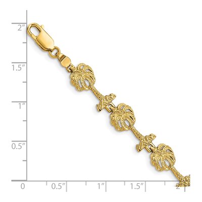 14K Yellow Gold Palm Tree Bracelet – view 4
