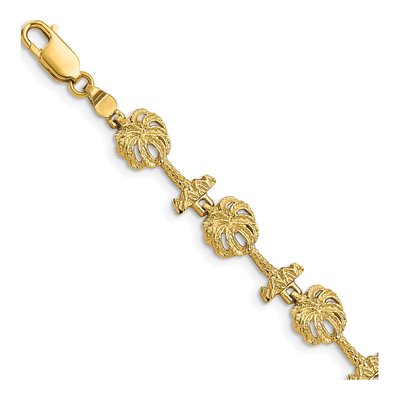 14K Yellow Gold Palm Tree Bracelet