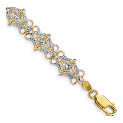 14K Yellow Gold Diamond-Cut Fancy Bracelet