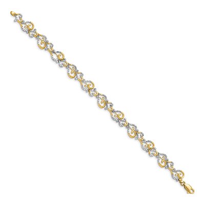 14K Yellow Gold 8.8mm Diamond-Cut Swirl Fancy Link Chain Bracelet – view 3
