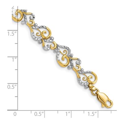 14K Yellow Gold 8.8mm Diamond-Cut Swirl Fancy Link Chain Bracelet – view 4